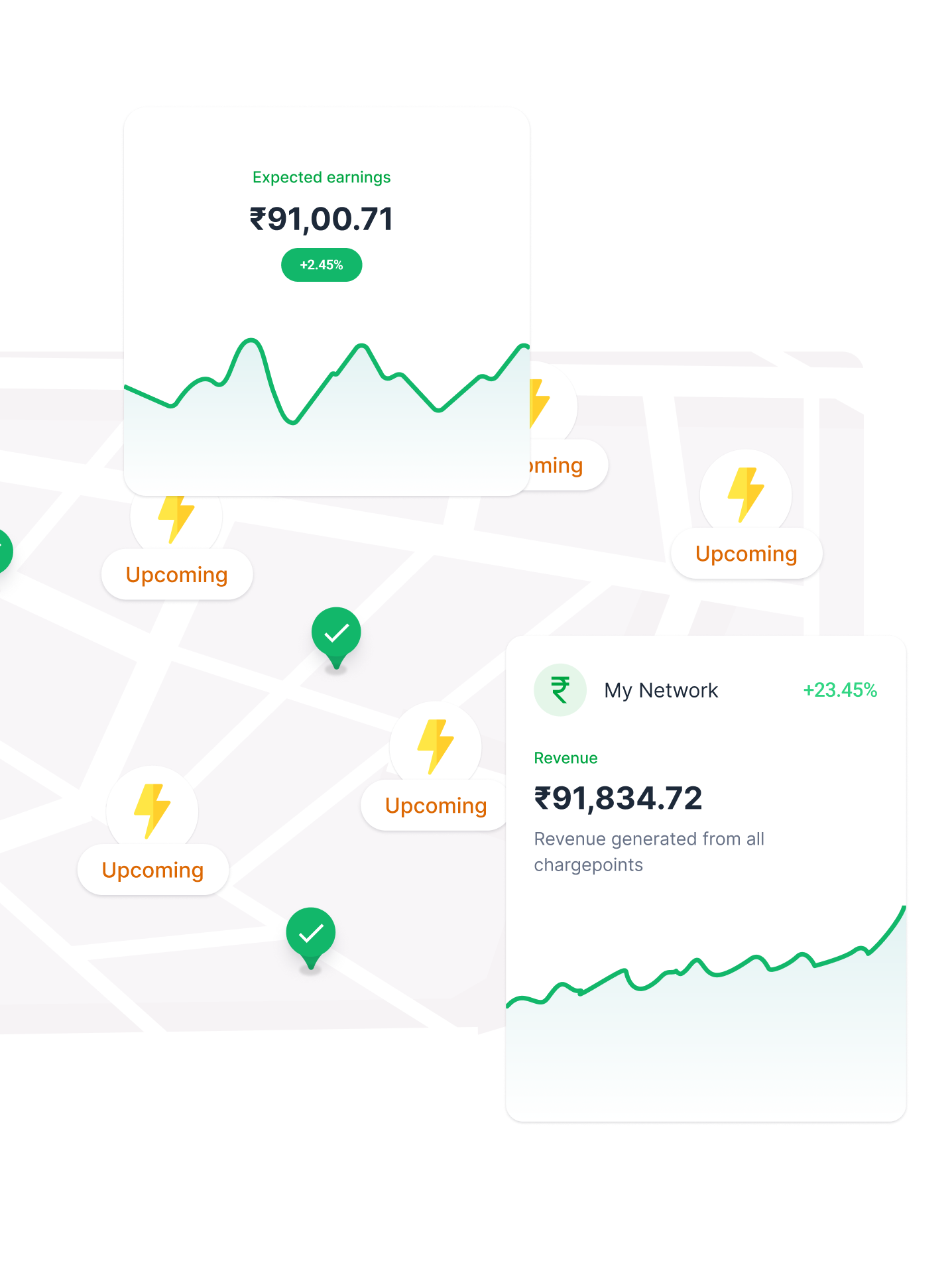 Representation of how a chargepoint operator effortlessly scales his business using Evy's software.
